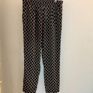 Straight Leg Pant Roz & Ali Black / Tan Print SZ LARGE